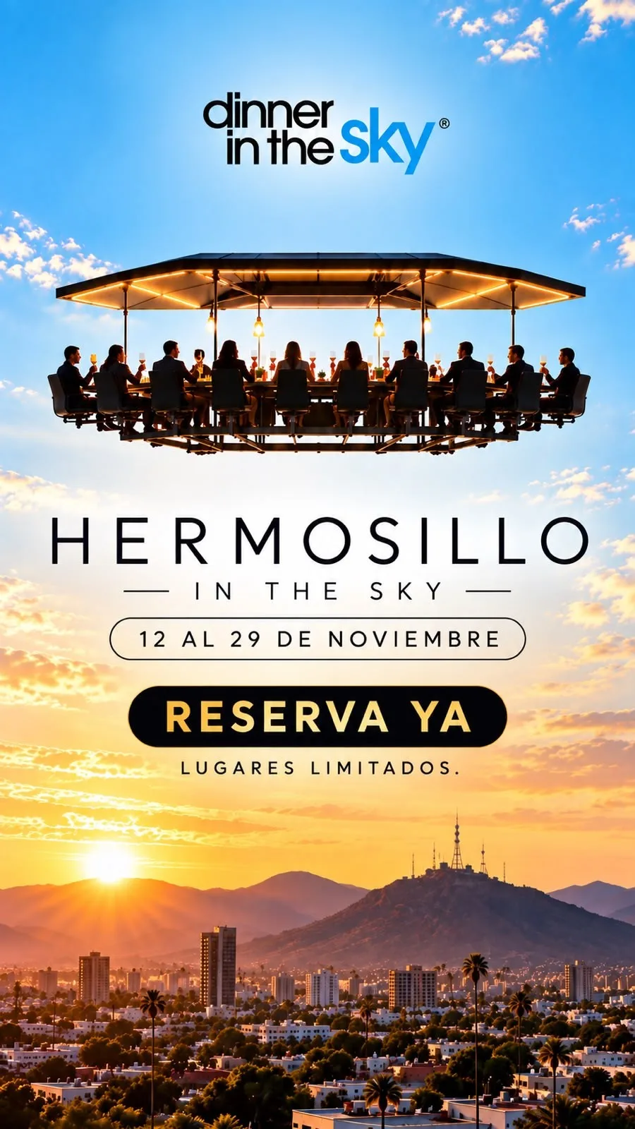 Poster for Dinner in the Sky Hermosillo 2026, November 12 to 29, 2026